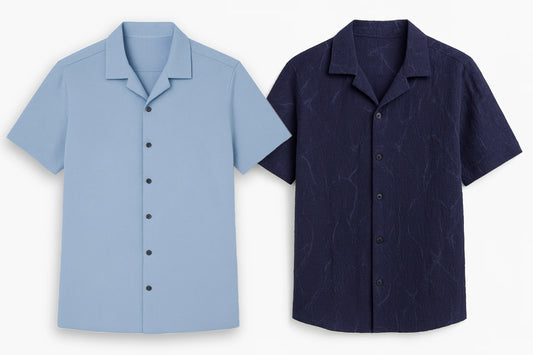 Blues Combo Premium Textured Cuban Shirt