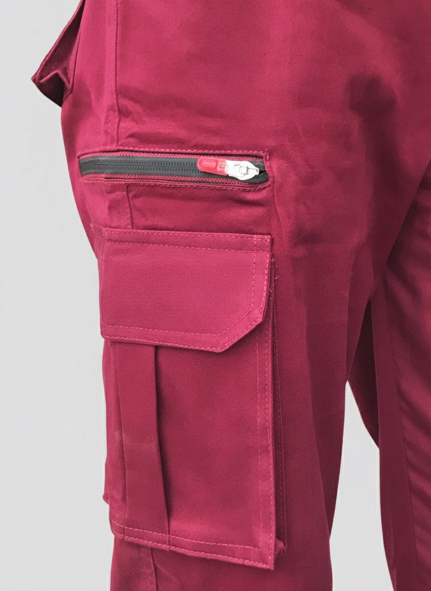 8 Pockets Cargo Pants with Elastic Waist & Zipper Pocket
