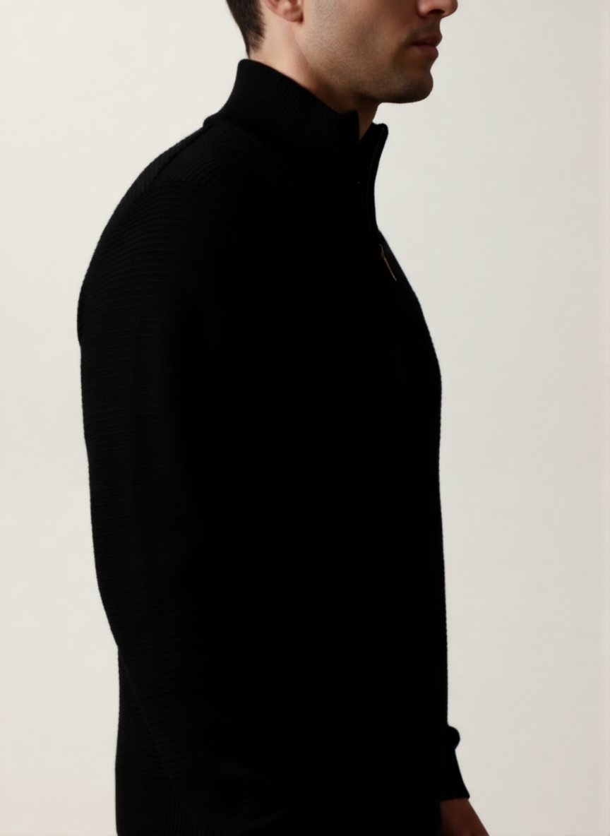 Textured Quarter-Zip Knit Sweater