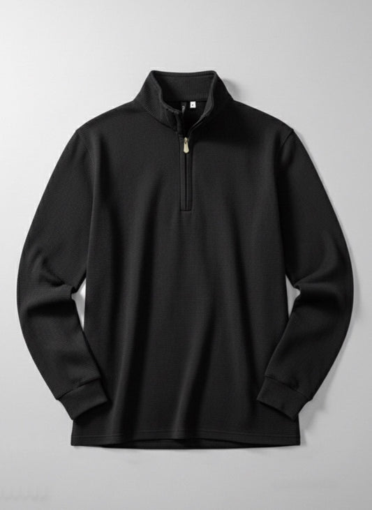 Textured Quarter-Zip Knit Shirt