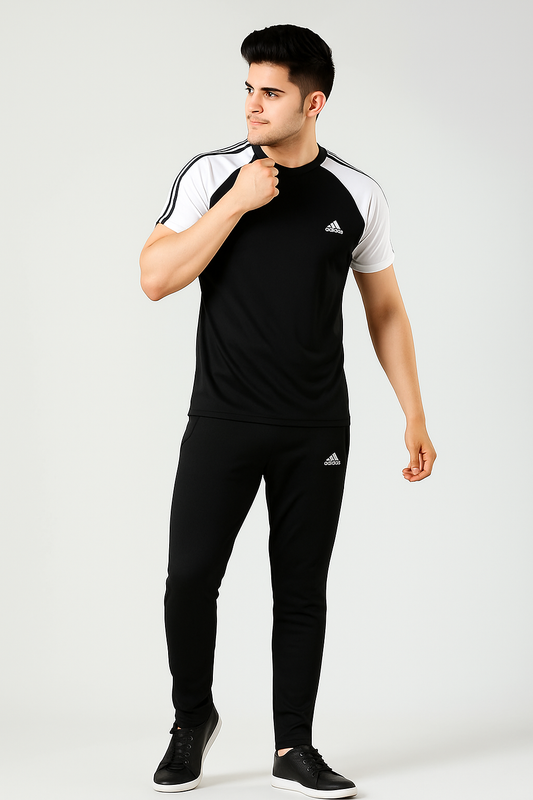 Dry-Fit Black & White Tracksuit