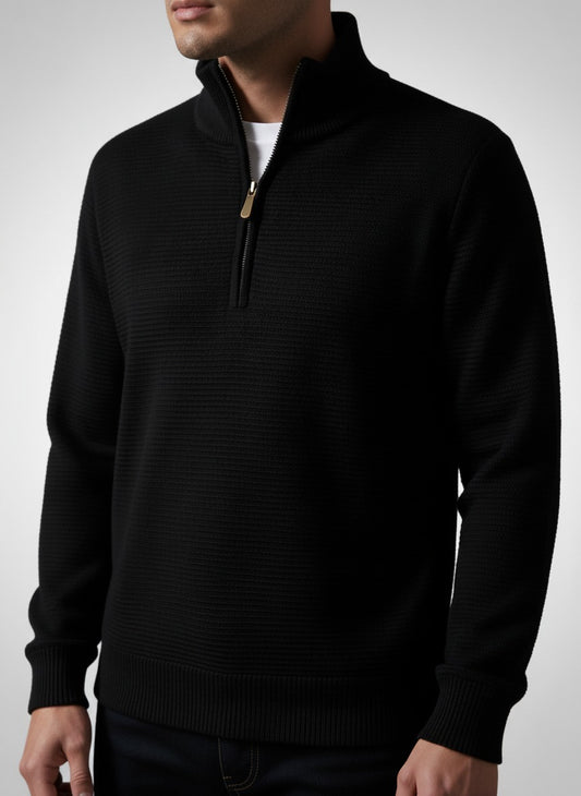 Textured Quarter-Zip Knit Sweater
